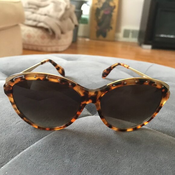 Alexander McQueen 4241/S Havana Cat Eye Sunglasses Tortoise Frames w/ Studs - Picture 4 of 12